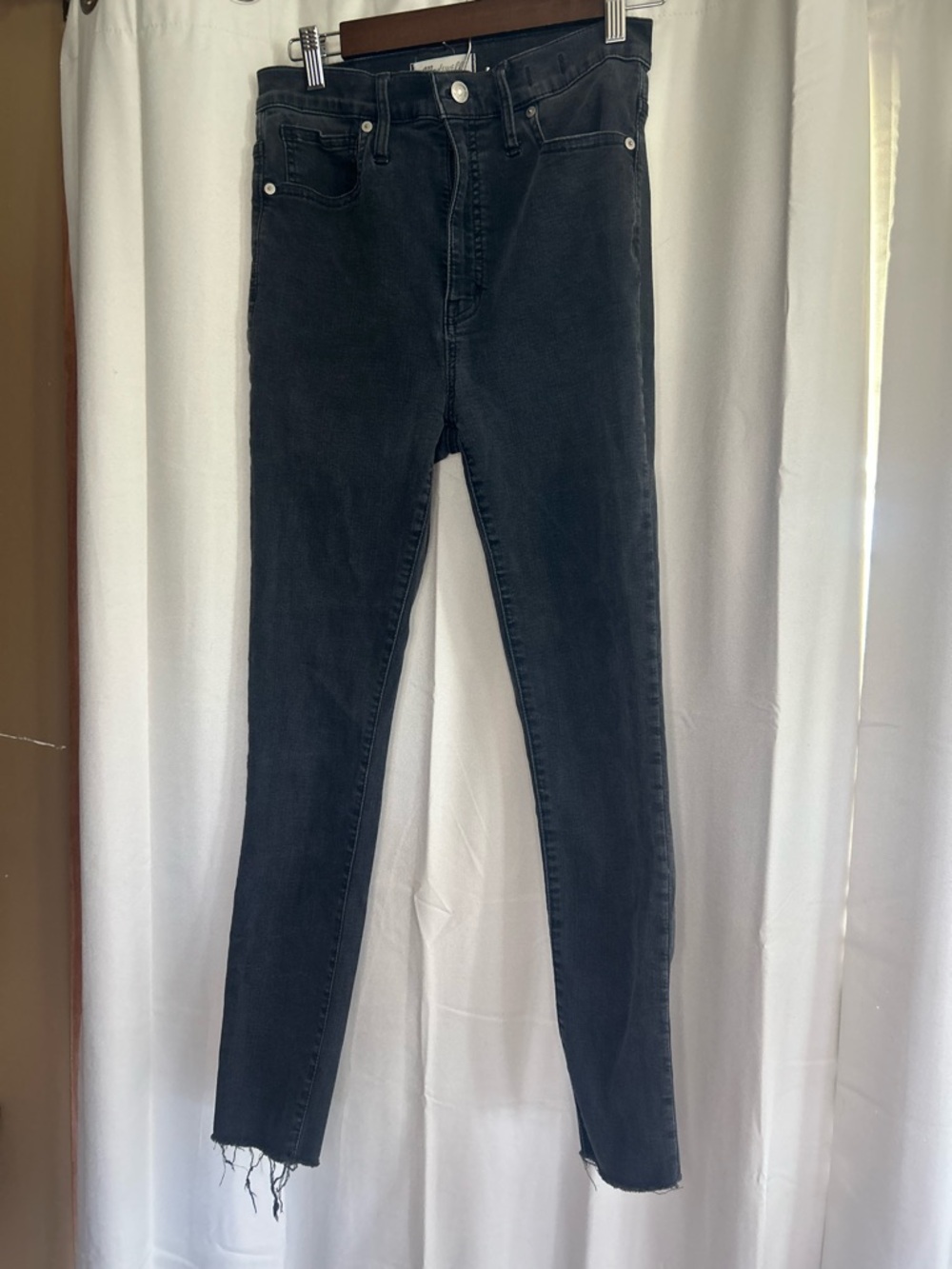 Madewell Ultra High Rise Black Skinny Jean with Raw Hem Bottom Grunge Whimsigoth
